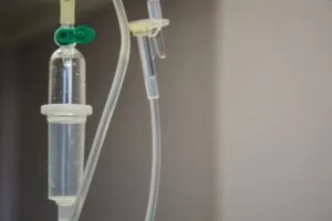 Medical IV drip stand used during clinician-supervised in-home detox and withdrawal monitoring